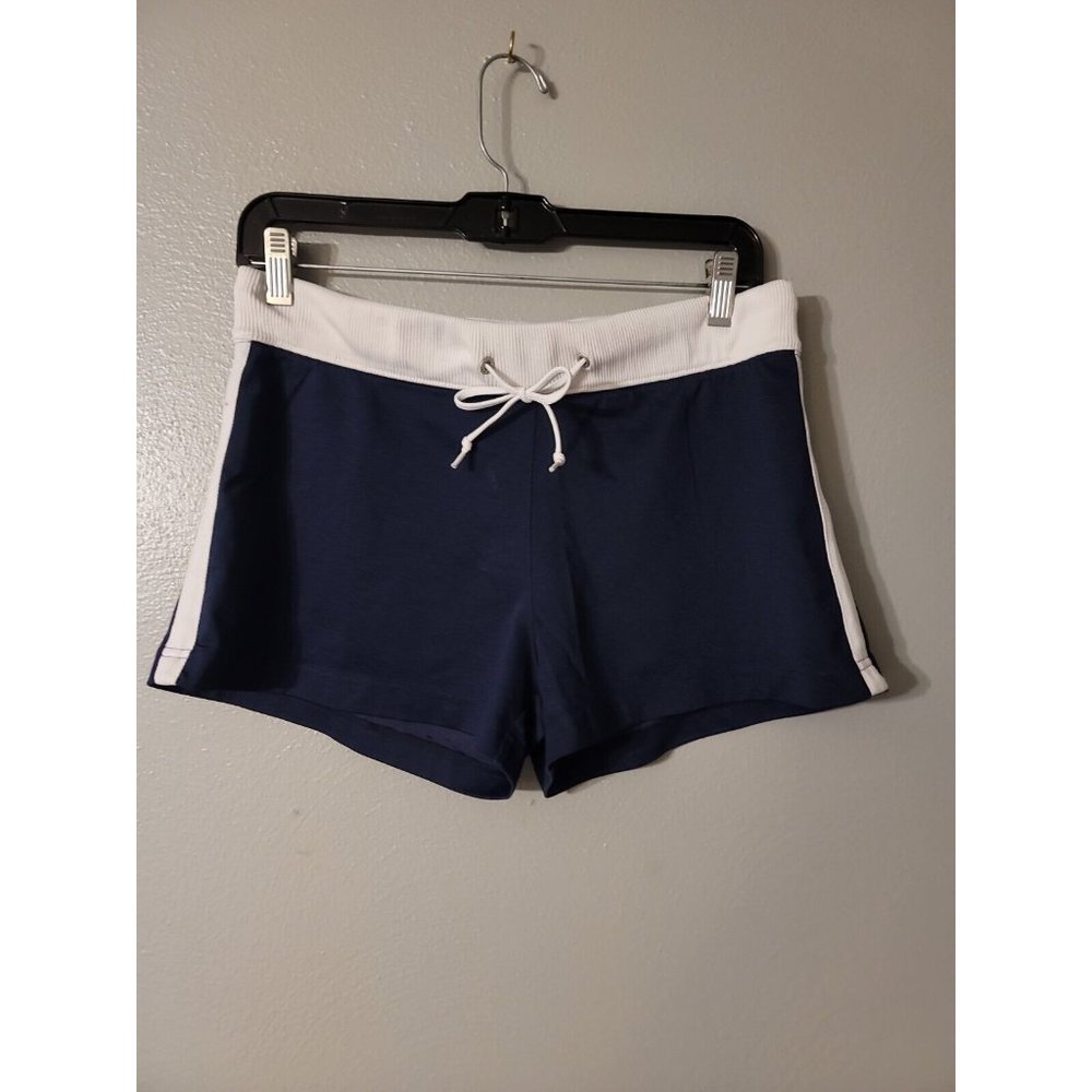 Lady Foot Locker Sport Blue White Tie Front Running Shorts Size M